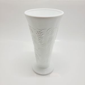 Indiana Colony Harvest Grape White Milk Glass Vase /Footed Tumbler Decor 8" Tall